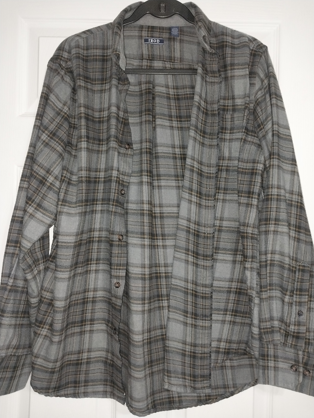 Izod Gray and Black Plaid Button-Down Shirt